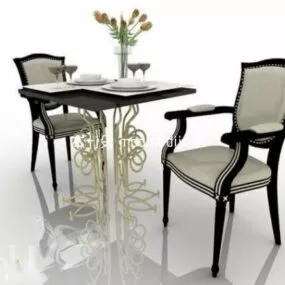 European Two Person Dinning Table And Chair 3d model