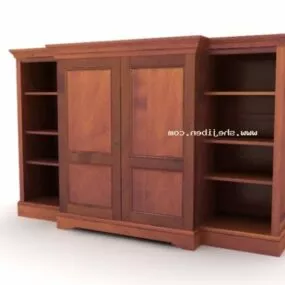 European Wardrobe Furniture Red Wood 3d model