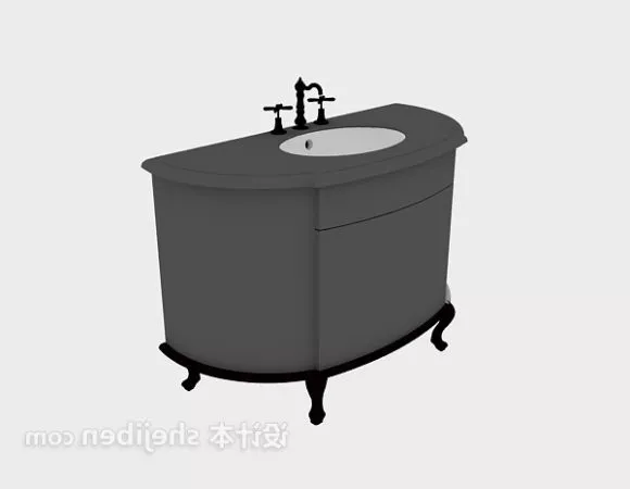 Walnut Table Shelf With Drawers 3d model
