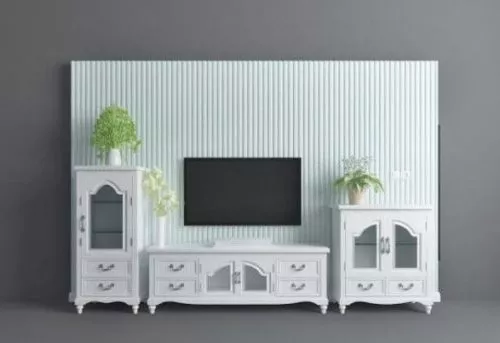 European White Tv Wall 3d model European White Tv Wall 3d model