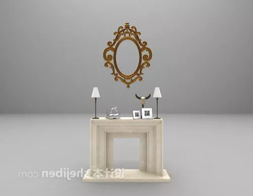 Modern Flat Fireplace 3d model
