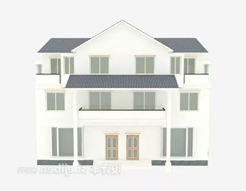 European Villa Building House Concept 3d model