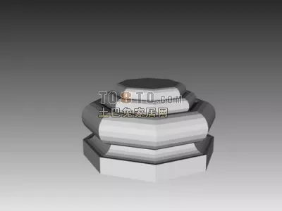 Antique Stone Column Carved Style 3d model