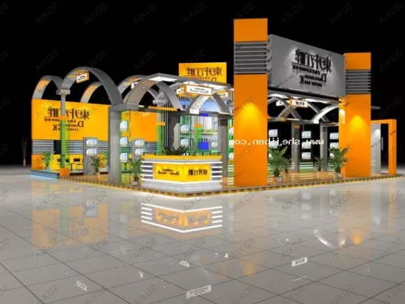 Modern Hotel Lobby Desk Space Interior 3d model