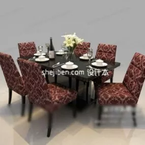 Vintage Fabric Dining Table 3d model