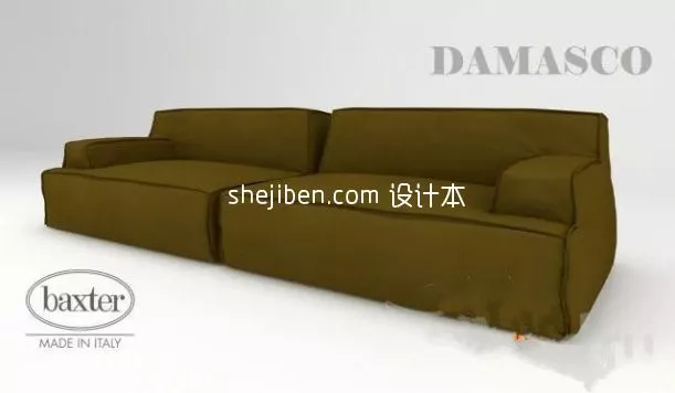 Armless Sofa Gentry 3d model