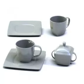 Grey Teapot Cup 3d model