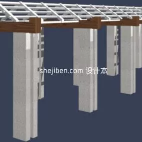 Outdoor Wood Flower Rack 3d model