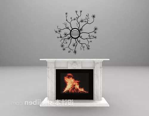 Fireplace White Stone 3d model Fireplace White Stone 3d model