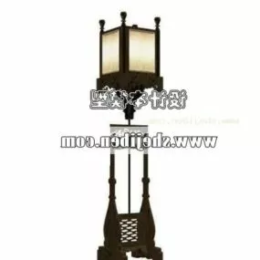 Chinese Floor Lamp Black Wood Antique Style 3d model