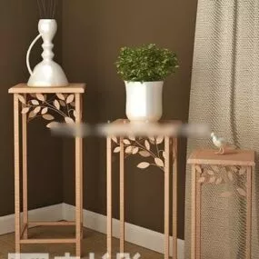 Wooden Flower Rack 3d model