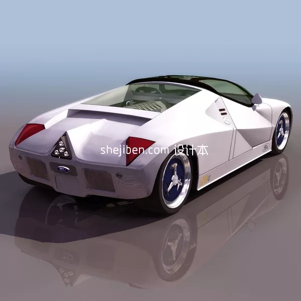 Old Blue Sedan Car 3d model
