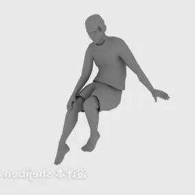 European Man Sitting Character 3d model