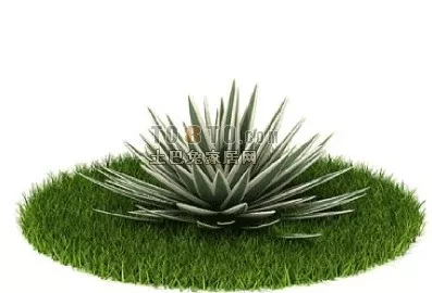 Small Concrete Vase With Plant Leaf 3d model