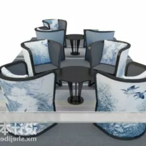 Four Person Coffee Chair Table 3d model