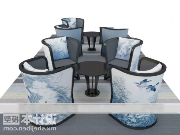 Four Person Coffee Chair Table 3d model Four Person Coffee Chair Table 3d model