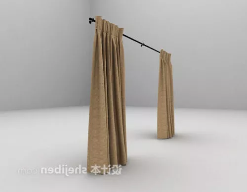 Curtain Two Layers Velvet Textile 3d model
