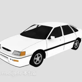 White Sedan Car Vehicle 3d model