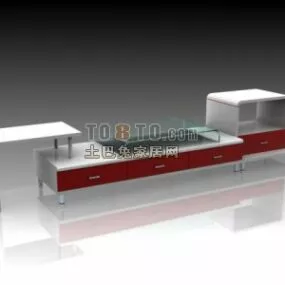 Furniture Tv Cabinet White Glass Material 3d model