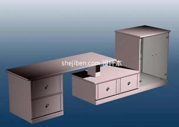Stain Oak Side Cabinet 3d model