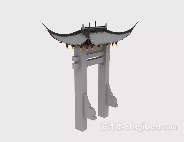 Bus Station Building Red Steel Structure 3d model