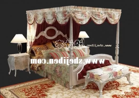 Circular Bed Upholstered With Mattress 3d model