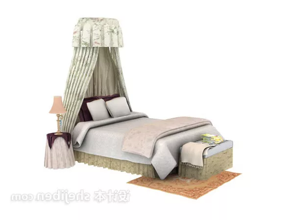 Bed Furniture With Bedside Table 3d model