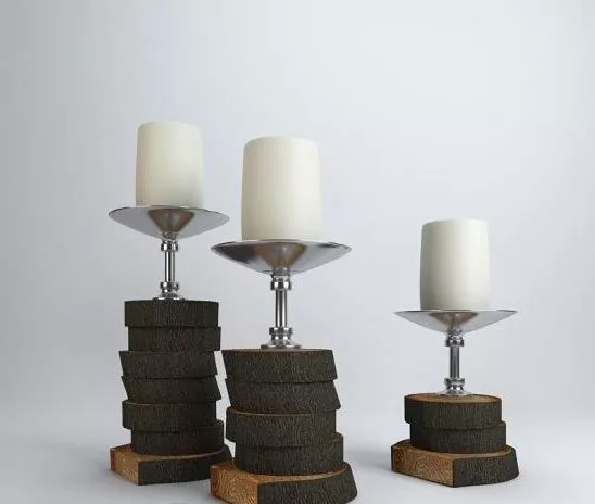 Candlestick Golden Material 3d model