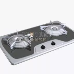 Gas Stove 4 Sets Black Color 3d model