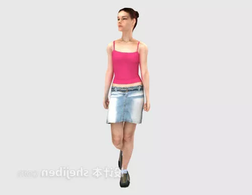Pink Hair Young Girl Character 3d model