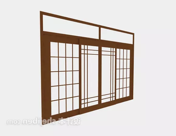 Small Wood Window On Wall 3d model