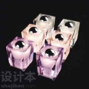 Glass Cubic Lamp 3d model