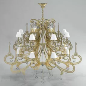 Gorgeous Brass Crystal Chandelier 3d model