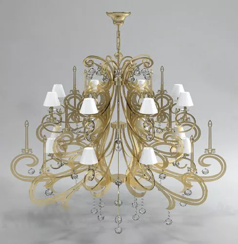 Gorgeous Brass Crystal Chandelier 3d model Gorgeous Brass Crystal Chandelier 3d model