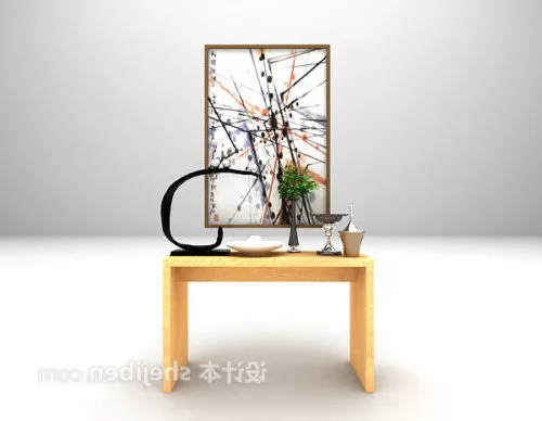 Wooden Minimalist Console Table 3d model Wooden Minimalist Console Table 3d model