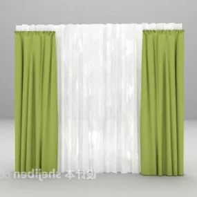 Green White Curtain 3d model