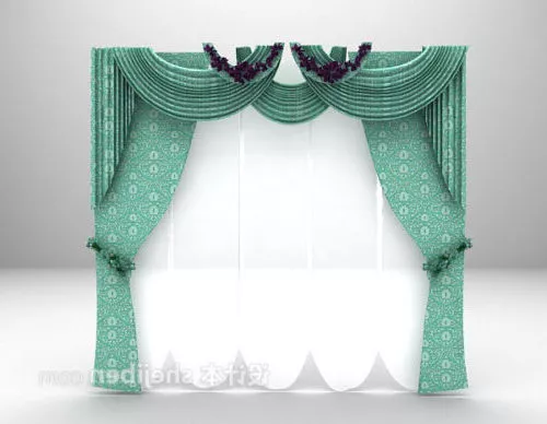 Grey Vertical Blind Curtain 3d model