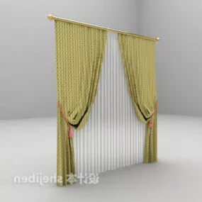 Green Pastoral Style Curtain 3d model
