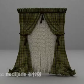 Green Plaid Curtain 3d model
