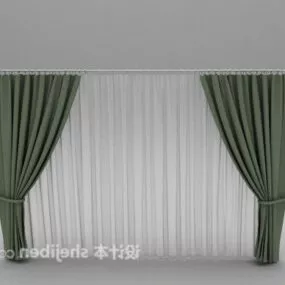 Grey White Window Curtain 3d model
