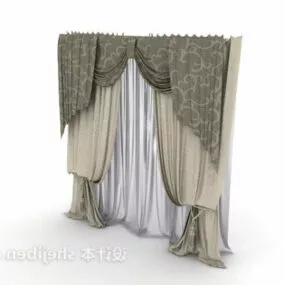 Classic Grey European Flow Curtain 3d model