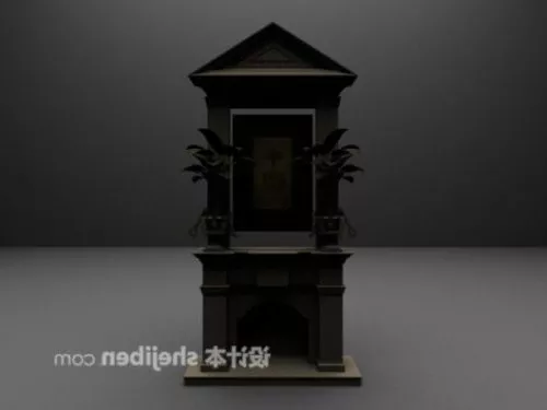 Dark Stone Fireplace 3d model Dark Stone Fireplace 3d model