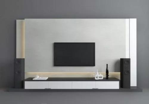 Grey Minimalist Tv Wall 3d model Grey Minimalist Tv Wall 3d model