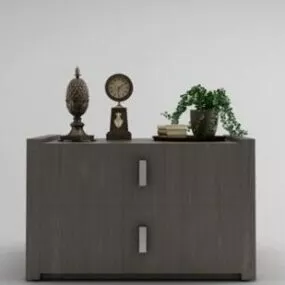 Grey Minimalist Bedside Table 3d model