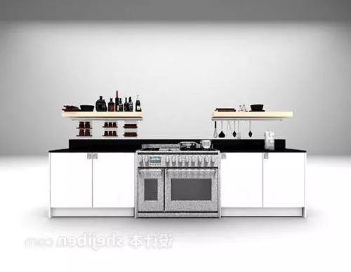 Grey Painted Modern Kitchen Cabinet 3d model Grey Painted Modern Kitchen Cabinet 3d model