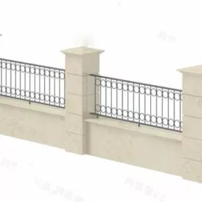 Garden Stone Iron Guardrail 3d model