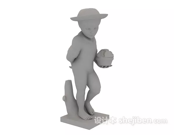 Ancient Statue Child With Goose 3d model