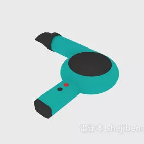Hairdryer Cyan Color 3d model
