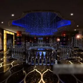Hall Night Interior Scene 3d model