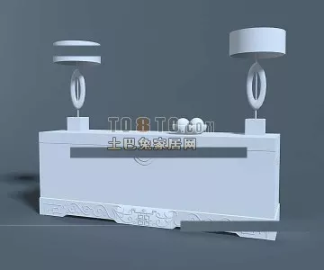 Red Painted Kitchen Cabinet Design 3d model